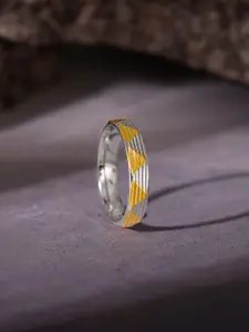 GIVA 925 Silver Gold-Plated Dual Tone Lively Band For Him