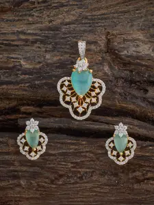 Kushal's Fashion Jewellery Embellished Bridal Rhodium Gold-Plated CZ Party Pendant Set