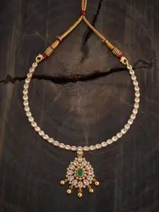 Kushal's Fashion Jewellery Embellished Bridal 92.5 Gold-Plated Temple Necklace