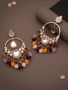 Anouk Gold Plated Artificial Beads Contemporary Jhumkas