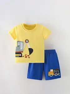 LULU & SKY Boys Applique Round Neck T-shirt With Shorts