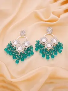 Anouk Silver-Plated Artificial Beads Contemporary Jhumkas