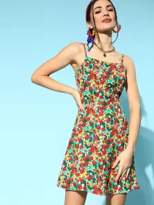 Berrylush Floral Print A-Line Dress