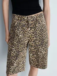 MANGO Women Animal Printed Shorts