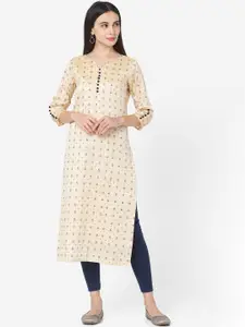 HRITIKA Geometric Printed Silk Straight Kurta