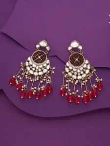 Anouk Gold Plated Artificial Beads Contemporary Jhumkas
