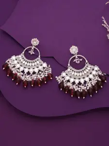 Anouk Silver-Plated Artificial Beads Contemporary Jhumkas