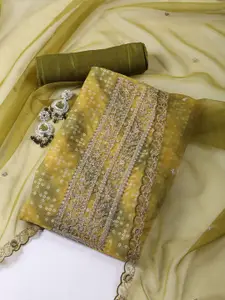 Meena Bazaar Printed Organza Unstitched Dress Material