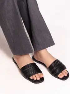 CAI Multi Strapped Black Flats