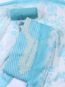 Meena Bazaar Leheriya Printed Sequinned Linen Unstitched Dress Material