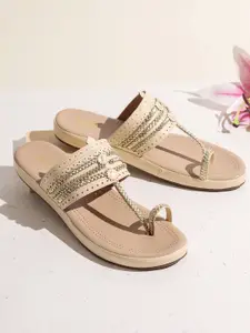 Inc 5 Women Embellished Ethnic One Toe Flats with Laser Cuts