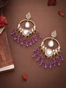 Anouk Gold Plated Artificial Beads Contemporary Jhumkas