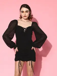 Berrylush Bishop Sleeve Chiffon Bodycon Mini Dress