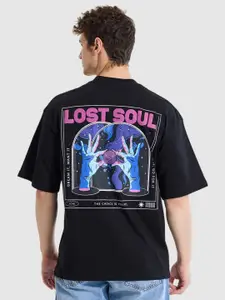 Snitch Men Printed Drop-Shoulder Sleeves Pure Cotton T-shirt