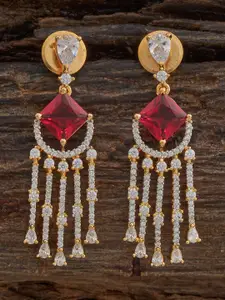 Kushal's Fashion Jewellery Embellished Bridal Green Rhodium-Plated  Zircon Pendant Set