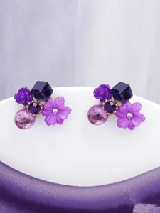 V FASHION JEWELLERY Gold-Plated Contemporary Shaped Studs