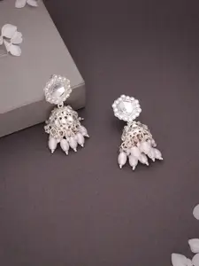 Anouk Silver Plated Artificial Beads Contemporary Jhumkas