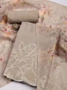Meena Bazaar Floral Woven Design Linen Unstitched Dress Material