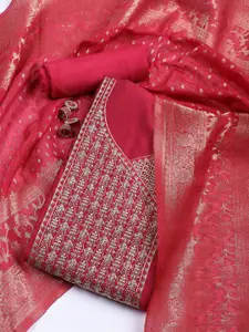 Meena Bazaar Floral Embroidered Sequinned Unstitched Dress Material