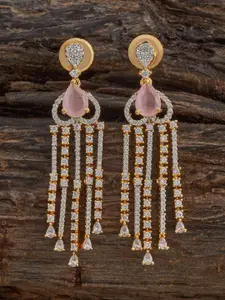 Kushal's Fashion Jewellery Embellished Bridal Ruby Rhodium-Plated Party Zircon Pendant Set