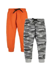 PLUM TREE Boys Pack Of 2 Camouflage Printed Pure Cotton Joggers