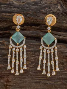 Kushal's Fashion Jewellery Green Rhodium Gold-Embellished Bridal Party Zircon Pendant Set