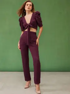 The Roadster Lifestyle Co V-Neck Top With Trouser