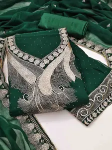 KIMISHA Embellished Thread Work Georgette Unstitched Dress Material