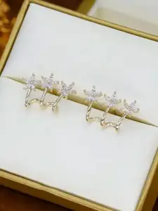 Celestique Cubic Zirconia Studded Contemporary Shaped Ear Cuff