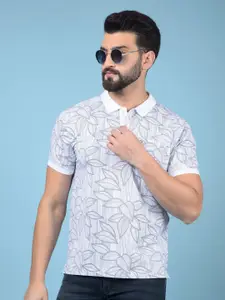 Crimsoune Club Men Printed Polo Collar Extended Sleeves Raw Edge Slim Fit T-shirt