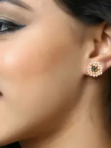 DIVASTRI Gold-Plated Pearls Contemporary Studs