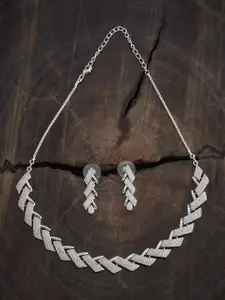 Kushal's Fashion Jewellery Rhodium-Plated Party Zircon Necklace
