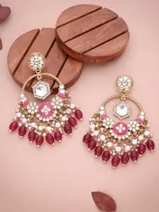 Anouk Gold Plated Artificial Beads Contemporary Jhumkas