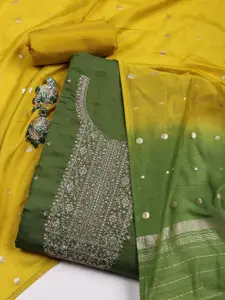 Meena Bazaar Floral Embroidered Sequinned Chanderi Silk Unstitched Dress Material