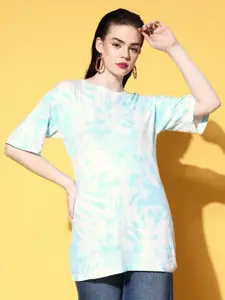 Berrylush Women Tie and Dye Printed Drop-Shoulder Sleeves T-shirt