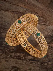 Kushal's Fashion Jewellery Set Of 2 Gold-Plated Zircon Stone Embellished Bridal Bangles