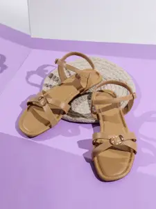 Inc 5 Women Striped Open Toe Flats