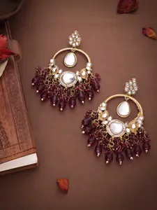 Anouk Gold Plated Artificial Beads Contemporary Jhumkas