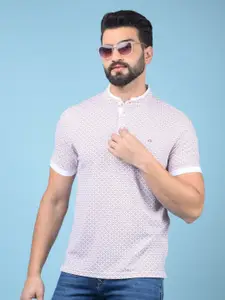 Crimsoune Club Men Printed Mandarin Collar Pockets Slim Fit T-shirt