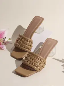 Inc 5 Embellished Party Block Sandals with Laser Cuts