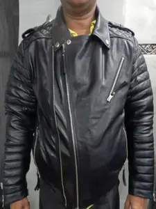 NOORA Men Leather Biker Jacket