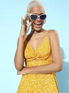 Berrylush Floral Print Fit & Flare Mini Dress