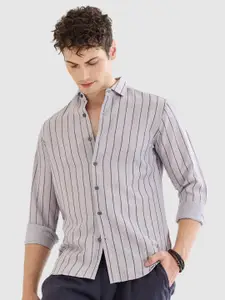 Snitch Men Smart Slim Fit Opaque Striped Casual Shirt