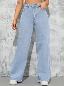 HIGH BUY Women Straight Fit High-Rise Light Fade Jeans