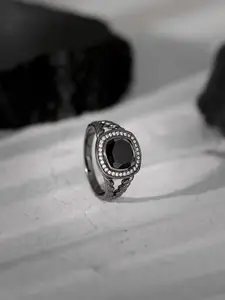 GIVA 925 Silver Black Rhodium Bold Fashion Ring For Him