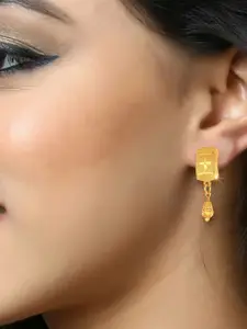 DIVASTRI Gold Plated Geometric Shaped Studs Earrings