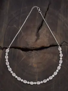 Kushal's Fashion Jewellery Rhodium-Plated CZ Studded Necklace