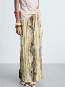 MANGO Crinkled Effect Satin Finish Maxi Skirt
