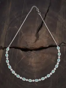 Kushal's Fashion Jewellery Embellished Bridal Rhodium Gold-Plated CZ Studded Necklace