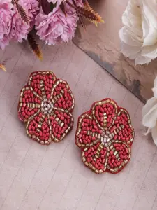 Sangria Artificial Beaded Floral Shaped Studs